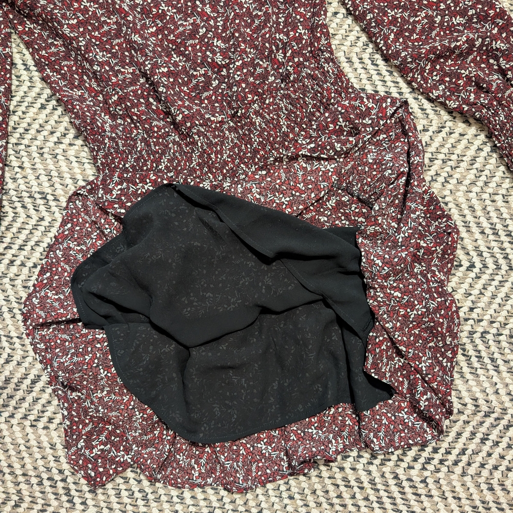 Michael Kors Red Leaf Print Ruffle Dress - Picture 11 of 12